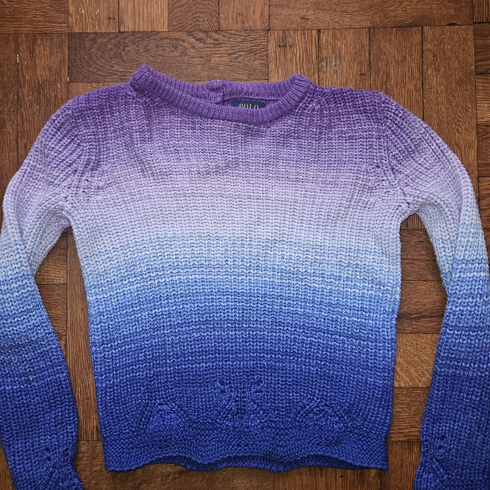 Polo Ralph Lauren Girls 6x Gradient Purple and Blue Sweater